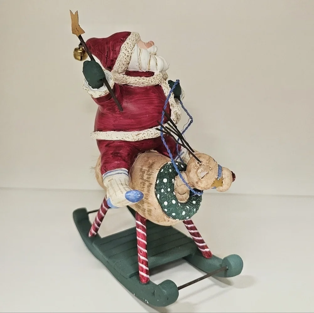 Vintage Festive Santa on Rudolph the Rocking Reindeer